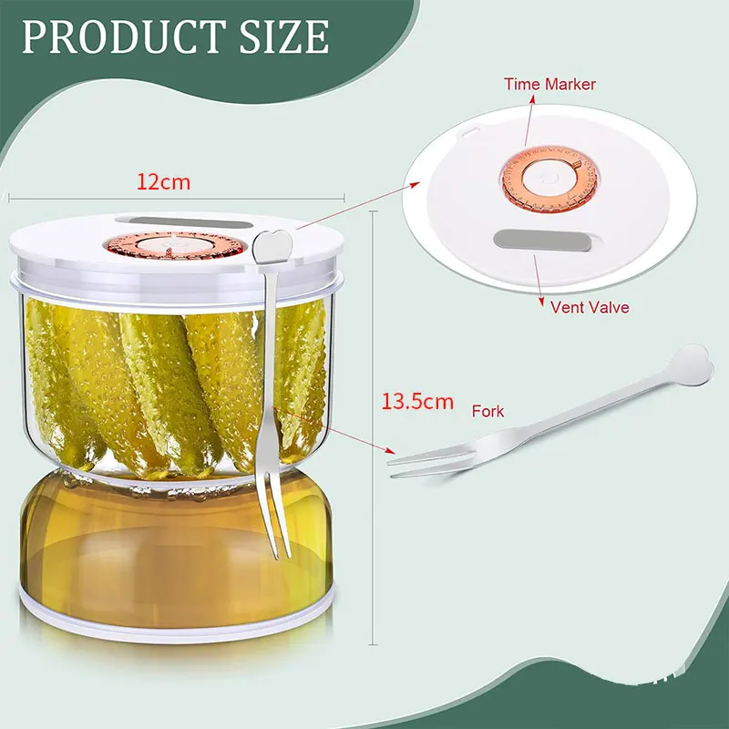 800ml Pickle Jar with Strainer Flip Dry Wet Dispenser Pickle Olive Hourglass Jar Cucumber Container Kitchen Juice Separator Tool thumbnail 2