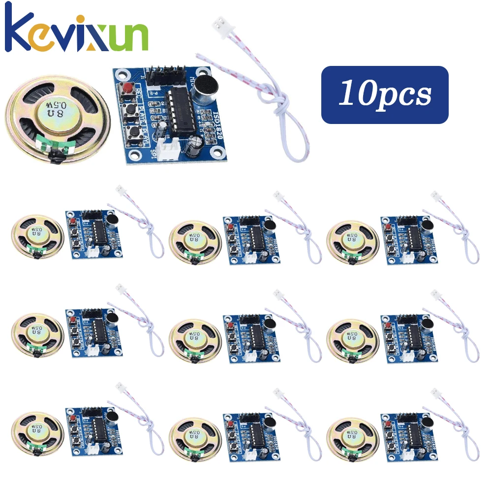 1-10pcs ISD1820 recording module voice module the voice board telediphone module board with Microphones + Loudspeaker