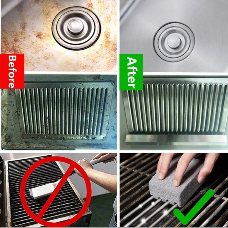 BBQ Grill Cleaning Brush Brick Block Barbecue Cleaning Stone Pumice Brick For Barbecue Rack Outdoor Kitchen BBQ Tools Mangal thumbnail 5