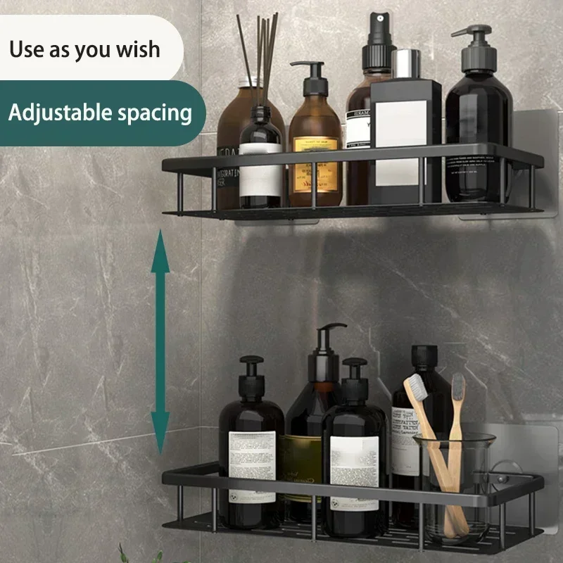 Bathroom Shelf Kitchen Storage Organizer Aluminum Alloy Shampoo Rack Shower Shelf Bathroom Accessories No Drill Shelf thumbnail 4
