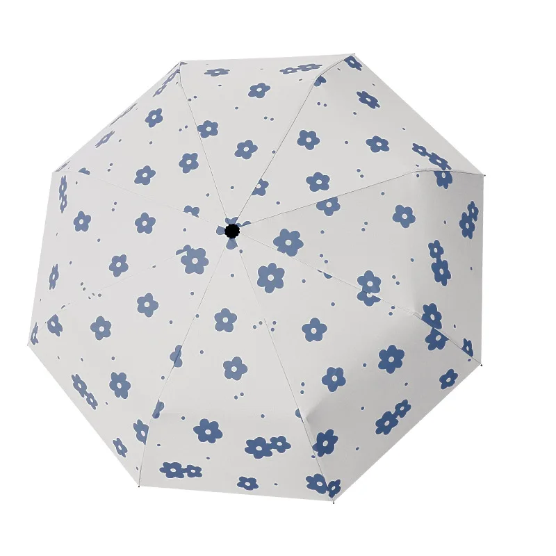 Reflective Umbrellas Reverse Three Fold 8 Bone Black Glue Automatic Sunshade Sunscreen Rain Umbrella Strong Wind Resistance thumbnail 5