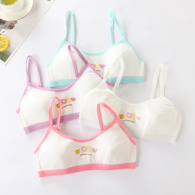 4 Pcs/Lot Girls Brassiere Cotton Underwear Back Buckle Design Adolescent Girls Training Bras Breathable Teenage Girl Tops Bra thumbnail 5