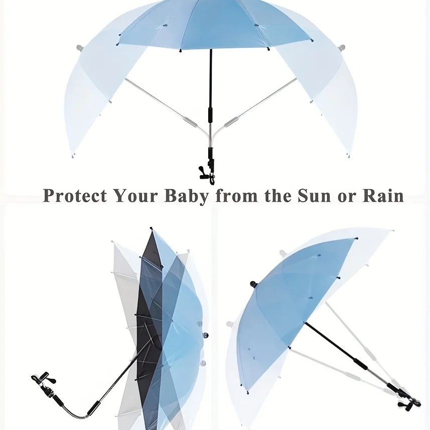 All-Purpose UV Protection Parasol Umbrella with Secure Clamp - Adjustable Sun Shade for Bikes, Trolleys, Wheelchairs, and Outdoo thumbnail 4
