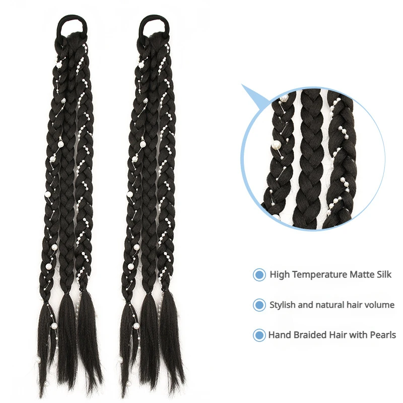 Fashion Cute Braid Head Rope Wig Playful Girls Handmade Fishbone Twist Braids High Ponytail Hair Accessories for Woman Daily Use thumbnail 2