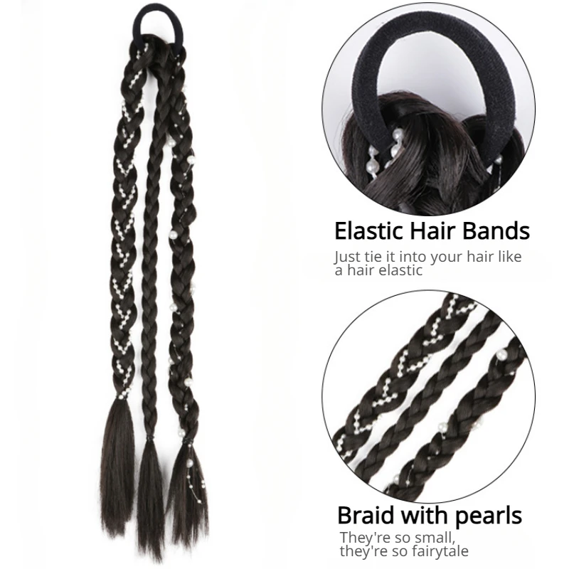 Fashion Cute Braid Head Rope Wig Playful Girls Handmade Fishbone Twist Braids High Ponytail Hair Accessories for Woman Daily Use thumbnail 3