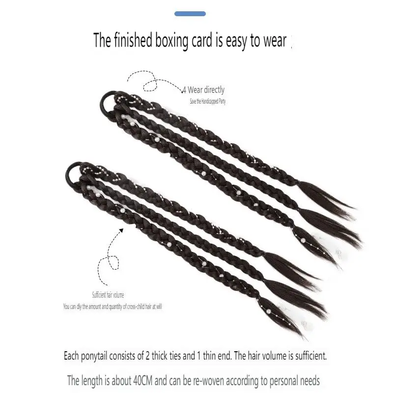 Fashion Cute Braid Head Rope Wig Playful Girls Handmade Fishbone Twist Braids High Ponytail Hair Accessories for Woman Daily Use thumbnail 5