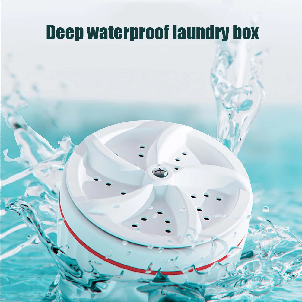 Portable Mini Washing Machine USB Powered Ultrasonic Turbo Washing Machine Rotating Mini Ultrasonic Turbo Washer for Home Travel thumbnail 2