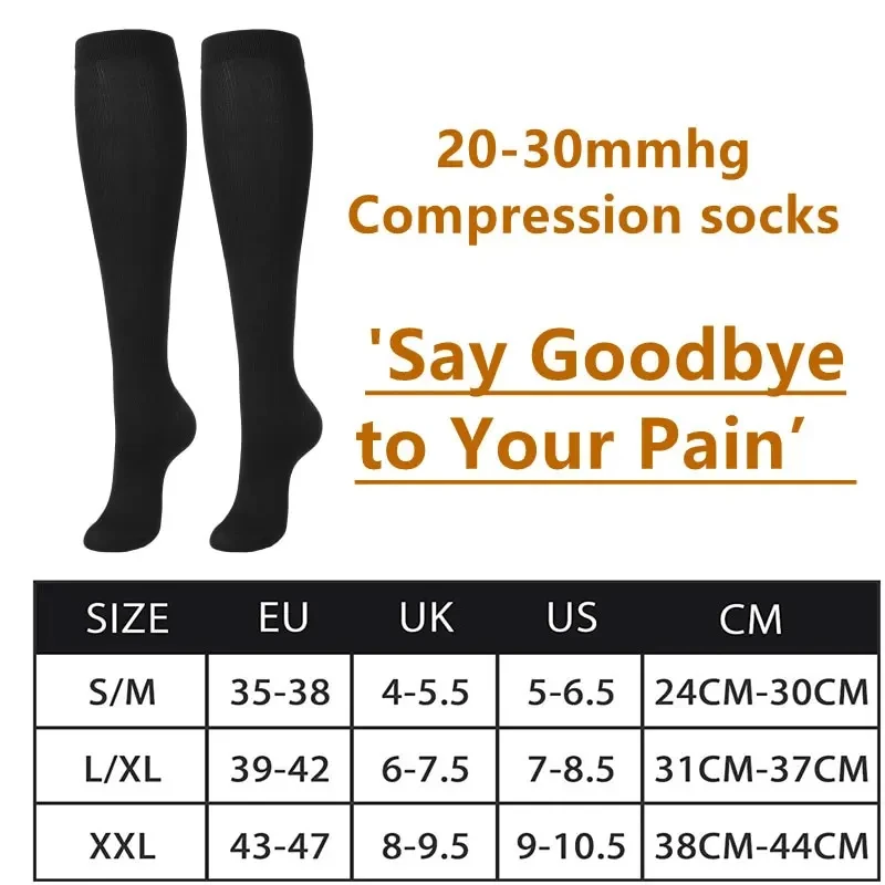 3/6/7Calf Compression Socks Men Medical Varicose Veins Diabetes Edema Sports Socks Running Football Basketball Riding Knee Socks thumbnail 2