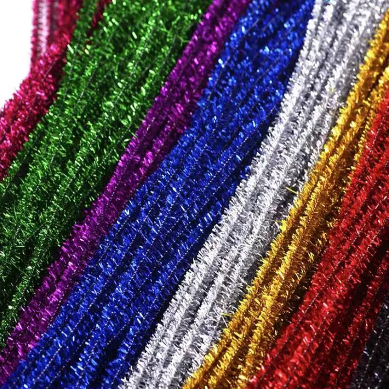 10/50/100 Glitter Chenille Stem Pipe Cleaner Plush Metal Foil Stem Wire Sticks for Kids Educational DIY Craft Supplies Toy Craft thumbnail 4