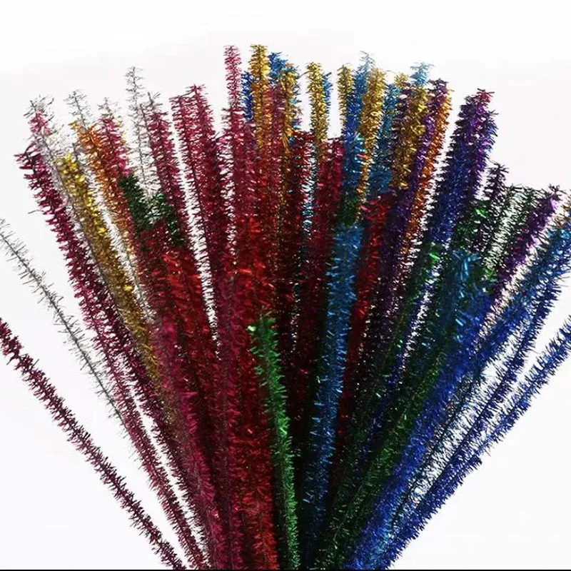10/50/100 Glitter Chenille Stem Pipe Cleaner Plush Metal Foil Stem Wire Sticks for Kids Educational DIY Craft Supplies Toy Craft thumbnail 5