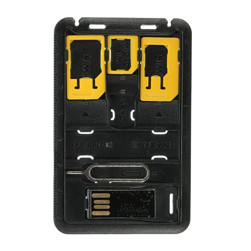 All in One Credit Card Size Slim SIM Adapter kit with TF Card Reader & SIM Card Tray Eject Pin, SIM Card Holder thumbnail 2