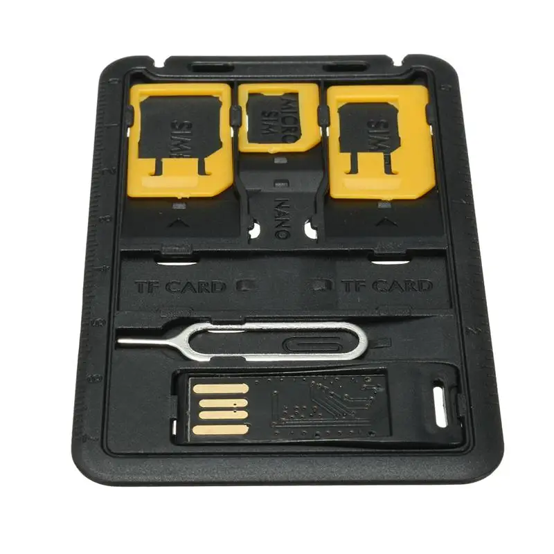All in One Credit Card Size Slim SIM Adapter kit with TF Card Reader & SIM Card Tray Eject Pin, SIM Card Holder thumbnail 4