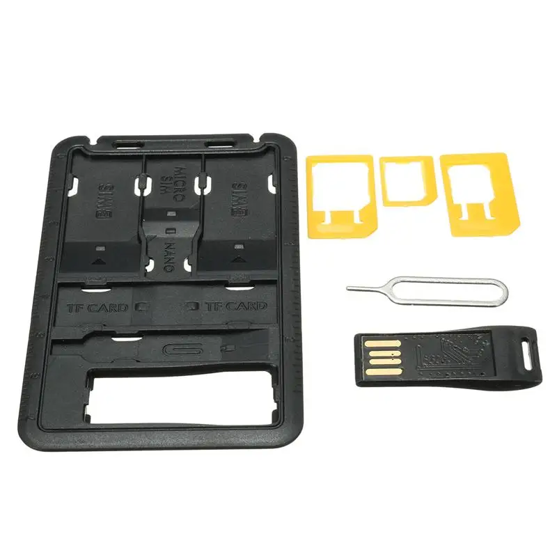 All in One Credit Card Size Slim SIM Adapter kit with TF Card Reader & SIM Card Tray Eject Pin, SIM Card Holder thumbnail 3