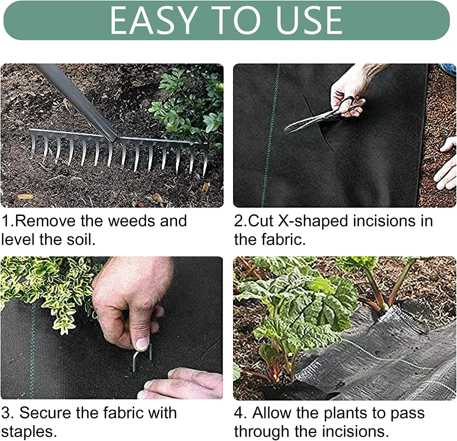 Weed Barrier Fabric Heavy Duty, Woven Weed Control Fabric, Non-Slip Outdoor Rubber Floor Mats, Weed Block Polyethylene Ground Co thumbnail 6