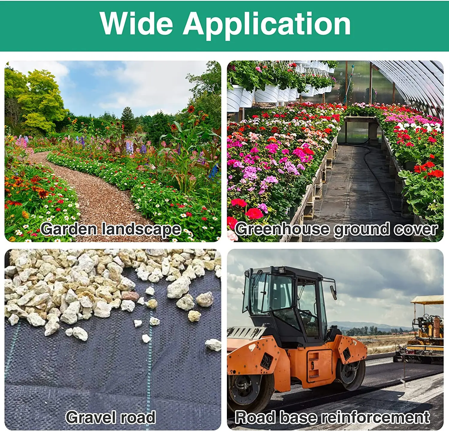 Weed Barrier Fabric Heavy Duty, Woven Weed Control Fabric, Non-Slip Outdoor Rubber Floor Mats, Weed Block Polyethylene Ground Co thumbnail 3