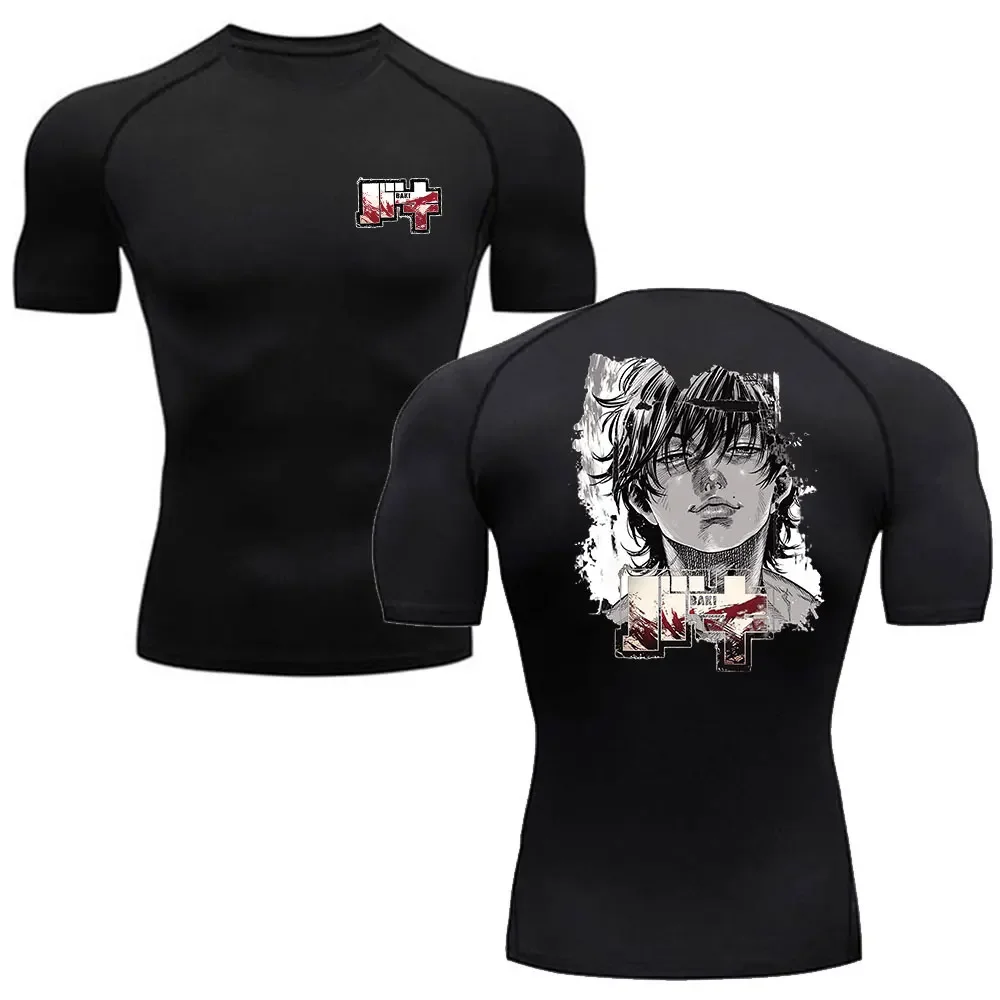 Fitness T-shirt Anime Baki Hanma Men T Shirt Gym Outdoor Training MMA Rash Guard Boxing T shirt Herren Jiu Jitsu Bjj Sport Shirt thumbnail 2