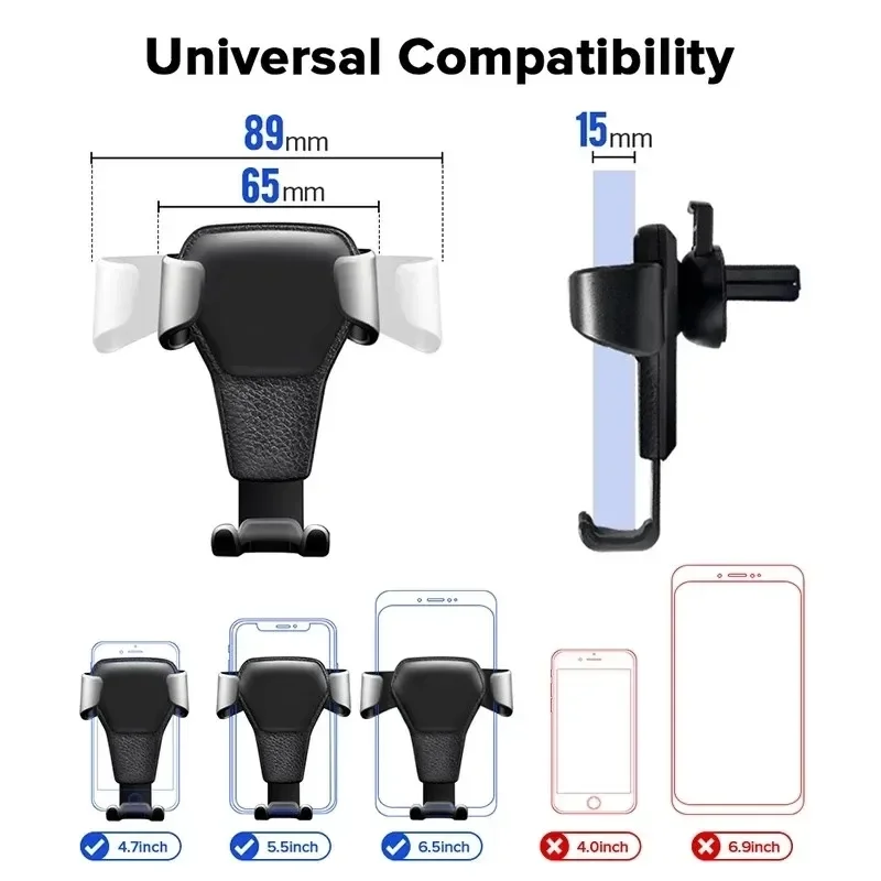 Gravity Car Cell Phone Holder for Air Vent Mobile Phone Mount Clip Stand Auto Smartphone GPS Support for iPhone Samsung Xiaomi thumbnail 5