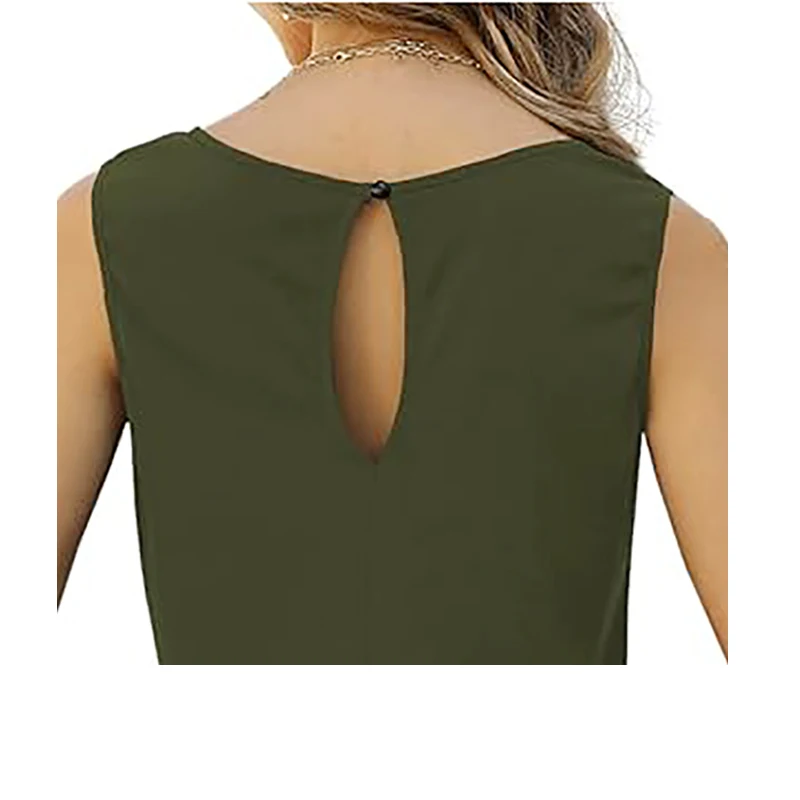 Women's shorts jumpsuit casual summer loose round neck sleeveless side pocket jumpsuit thumbnail 5