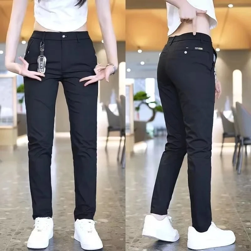 Mens Casual Pants Korea Fashion Summer Slim Fit Trousers High Quality Elastic Waist Straight Golf Sports Pants Men Clothing thumbnail 5