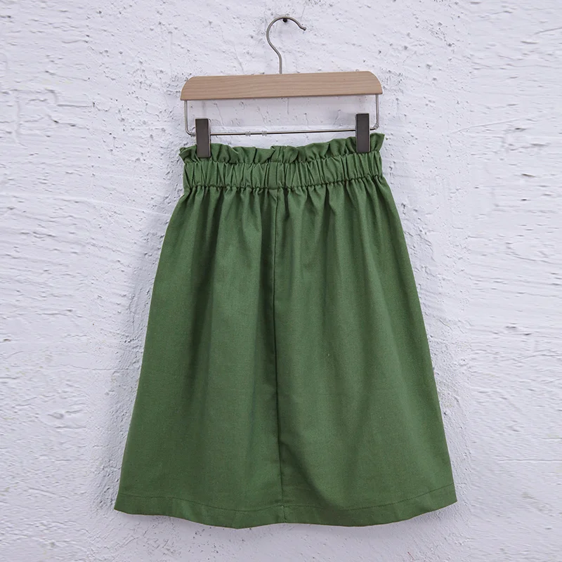 Summer Girls Linen Skirt 2026 New Casual Loose Elastic Waist Pleated Baby Girl Cotton And Linen Skirts thumbnail 4