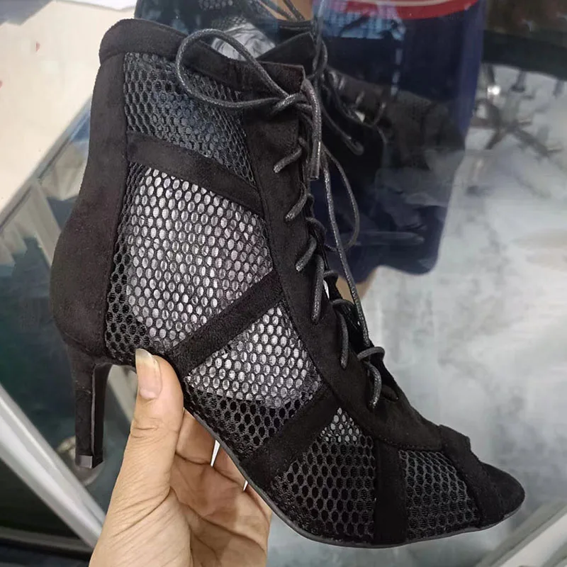 Black Sexy Lace Up Cross-tied Women Shoes Comfort High Quality Thin Heels Open Toe Dancing Sandals Ankle Strap Hollow Out Pumps thumbnail 5