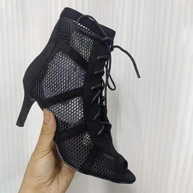 Black Sexy Lace Up Cross-tied Women Shoes Comfort High Quality Thin Heels Open Toe Dancing Sandals Ankle Strap Hollow Out Pumps thumbnail 4