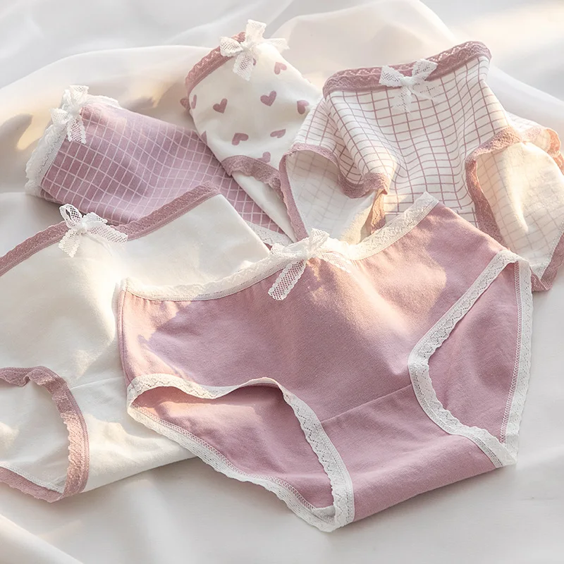 5Pcs/Lot Cute Love Cotton Panties For Women Underwear Print Panty Girls Briefs Breathable Soft Underpants Female Sexy Lingerie thumbnail 3