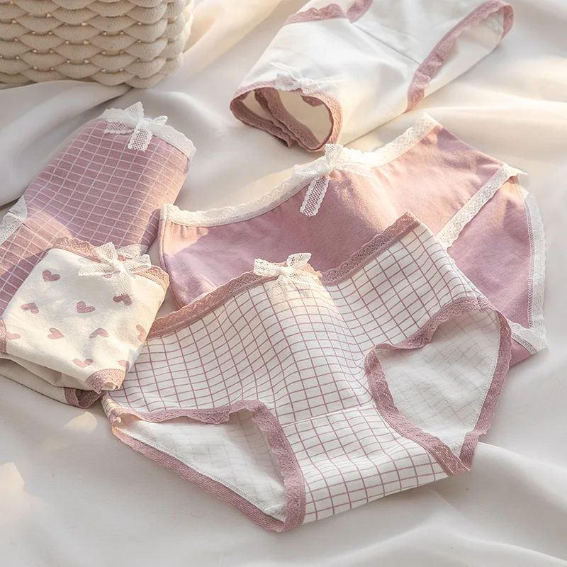 5Pcs/Lot Cute Love Cotton Panties For Women Underwear Print Panty Girls Briefs Breathable Soft Underpants Female Sexy Lingerie thumbnail 4
