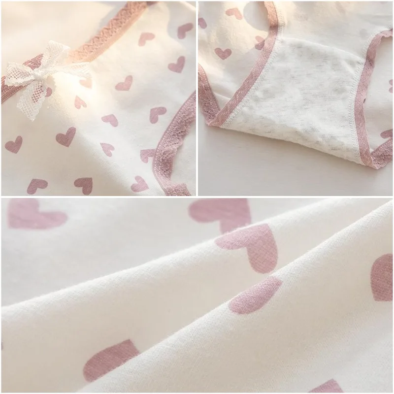 5Pcs/Lot Cute Love Cotton Panties For Women Underwear Print Panty Girls Briefs Breathable Soft Underpants Female Sexy Lingerie thumbnail 5