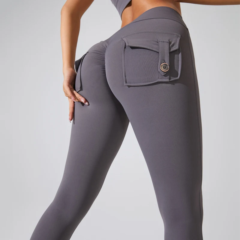 DIAS FIT JOY Nylon Yoga pants buttocks pocket tight pants women's sports fitness pants hip lifting Breathable No T Line thumbnail 3