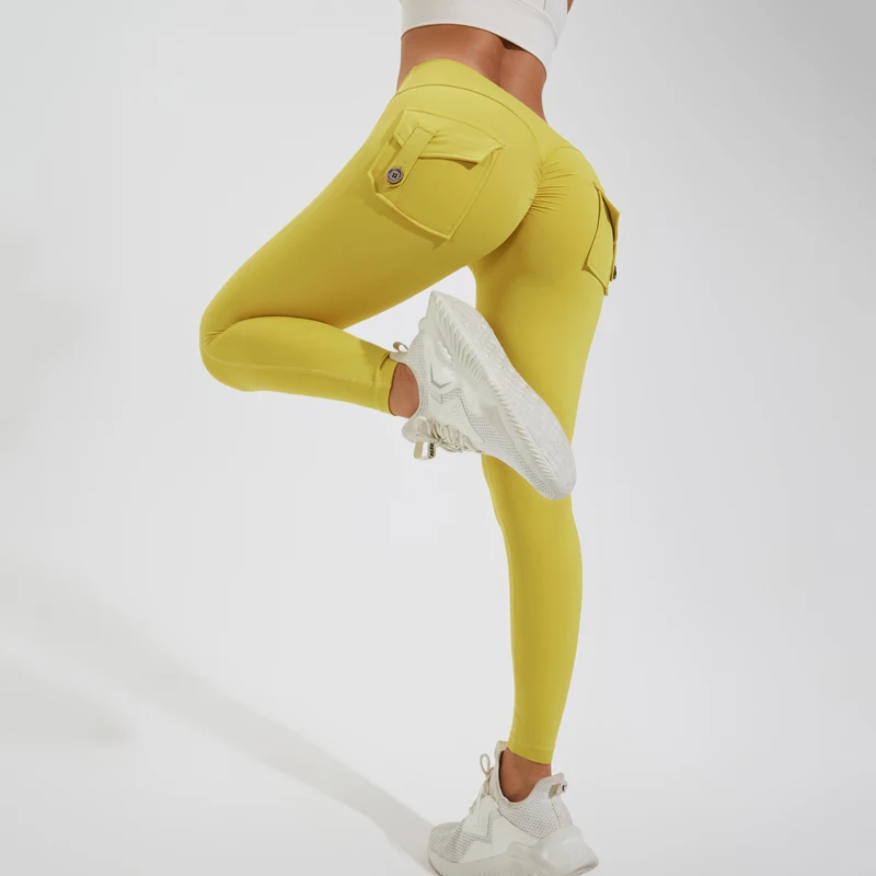 DIAS FIT JOY Nylon Yoga pants buttocks pocket tight pants women's sports fitness pants hip lifting Breathable No T Line thumbnail 2