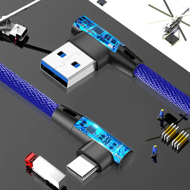 90 Degree 5A 45W Super Fast Charge USB Type C Cable for Huawei Xiaomi Redmi Oneplus 12 Pro Realme OPPO VOOC Charger Data Cord 2M thumbnail 2