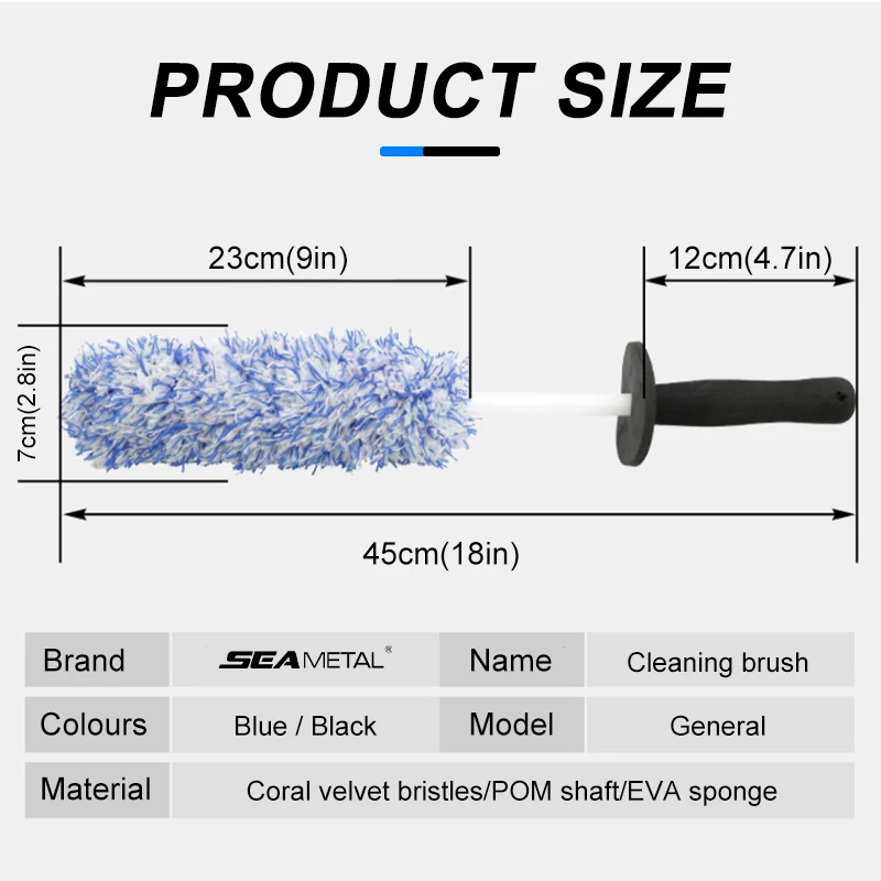 SEAMETAL Car Wash Brush Plush Premium Wheels Brush Non-Slip Handle Easy To Cleaning Rims Spokes Wheel Barrel Cleaning Mitt thumbnail 2
