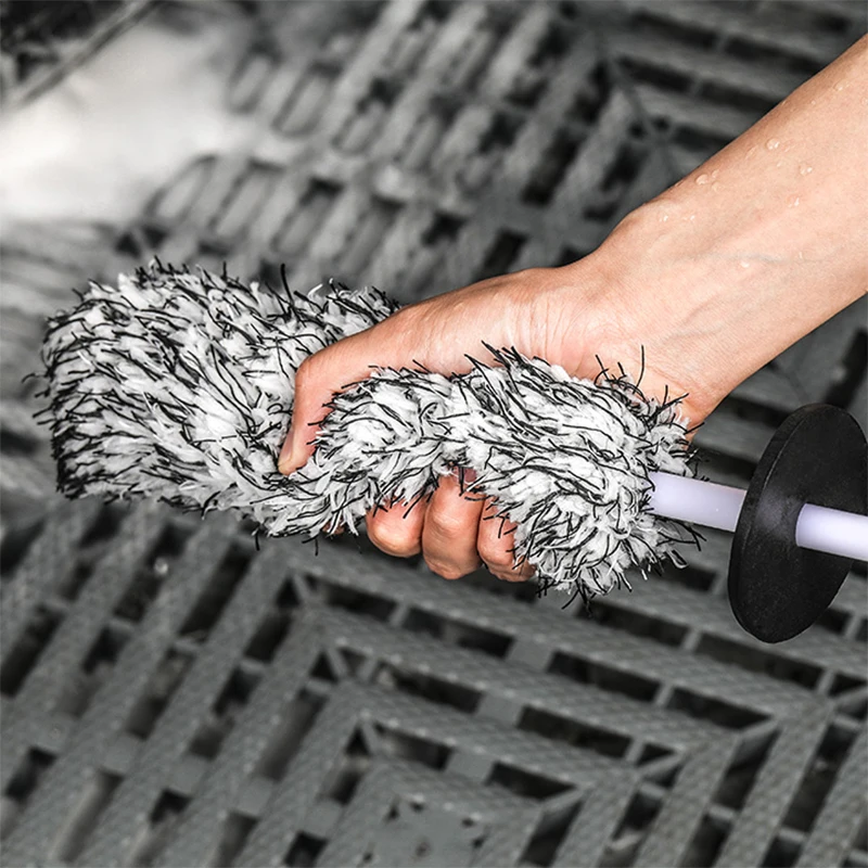 SEAMETAL Car Wash Brush Plush Premium Wheels Brush Non-Slip Handle Easy To Cleaning Rims Spokes Wheel Barrel Cleaning Mitt thumbnail 6