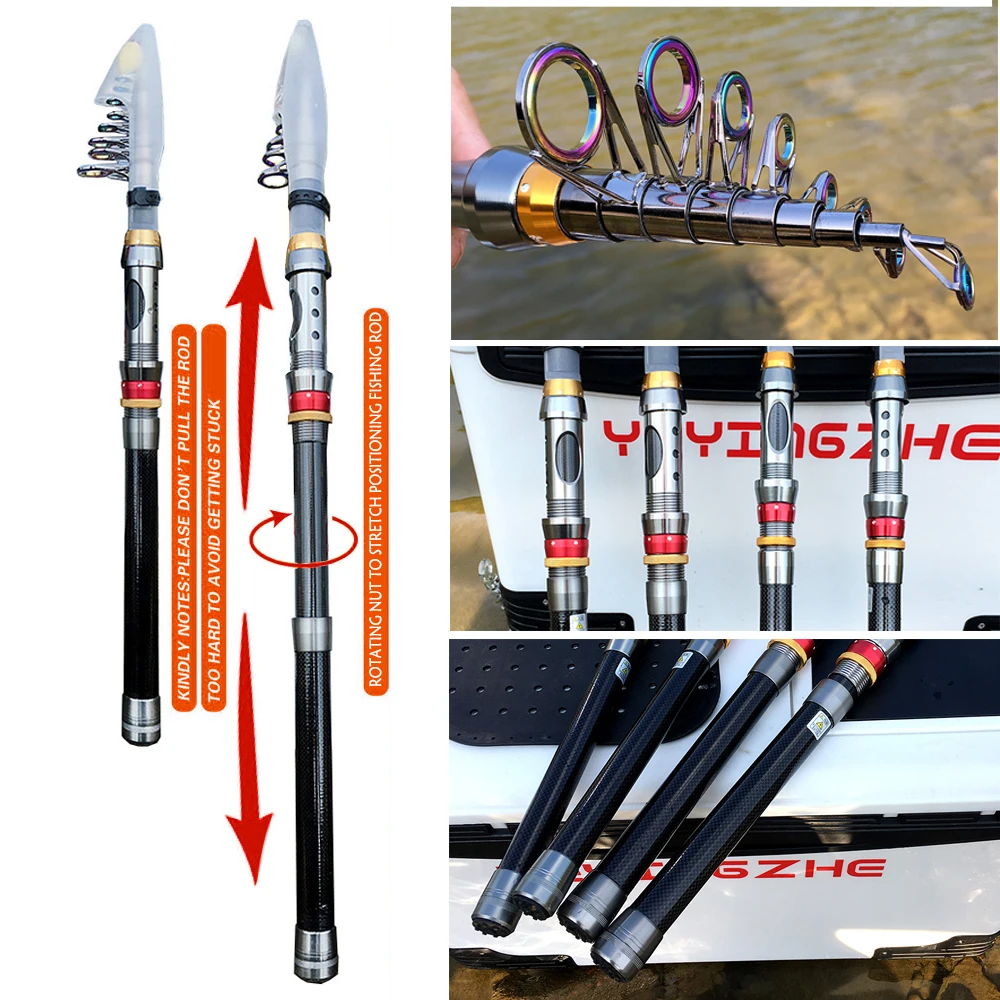 1.8-3.6m Carbon Fiber Fishing Rod And Reel Combo Super Hard Telescopic Fishing Pole Spinning Reel Kit Max Resistance 3-8kg Pesca thumbnail 3