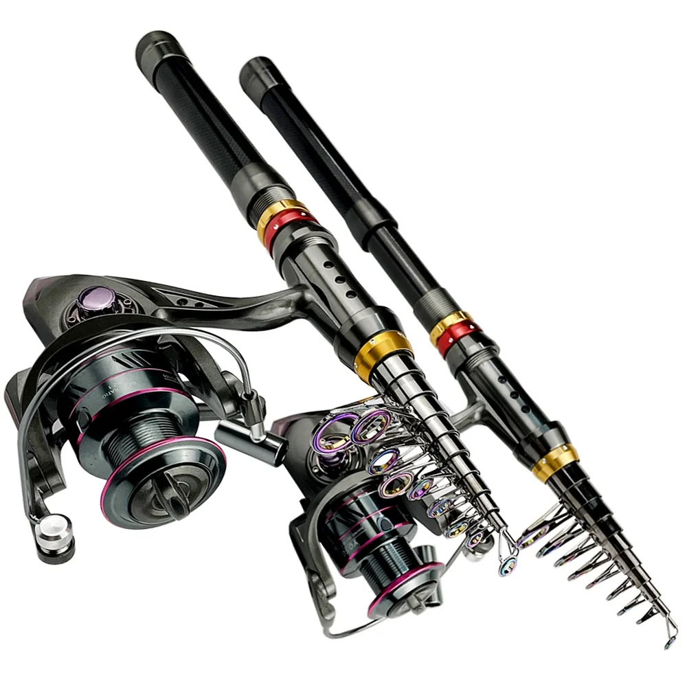 1.8-3.6m Carbon Fiber Fishing Rod And Reel Combo Super Hard Telescopic Fishing Pole Spinning Reel Kit Max Resistance 3-8kg Pesca thumbnail 2