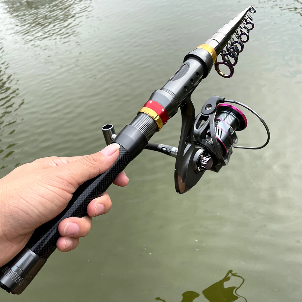 1.8-3.6m Carbon Fiber Fishing Rod And Reel Combo Super Hard Telescopic Fishing Pole Spinning Reel Kit Max Resistance 3-8kg Pesca thumbnail 6