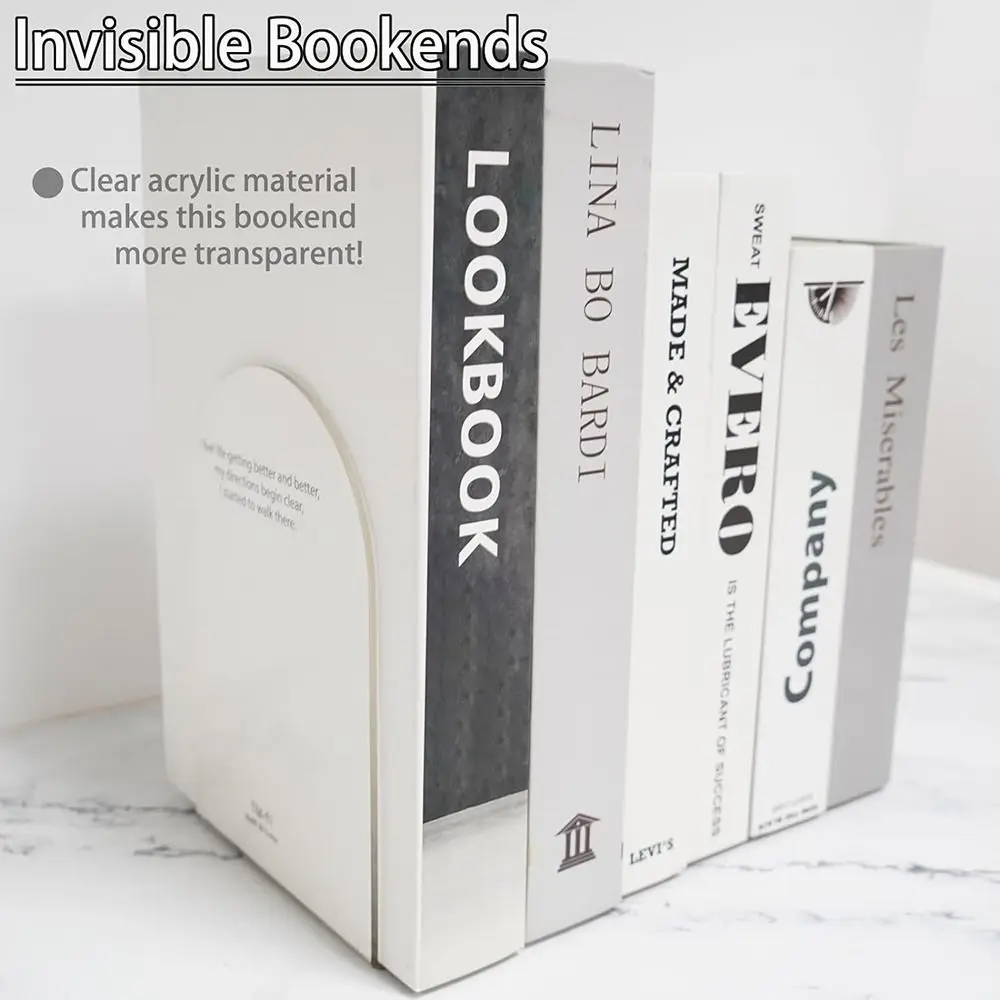 Acrylic Book Holder Accessories Clear Universal Bookends Transparent Non-Skid Book Stopper thumbnail 3
