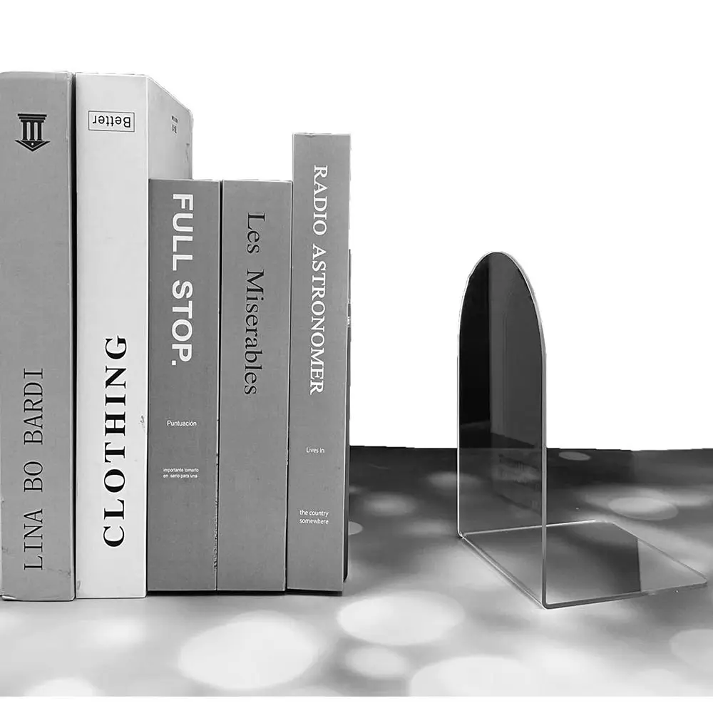 Acrylic Book Holder Accessories Clear Universal Bookends Transparent Non-Skid Book Stopper thumbnail 2