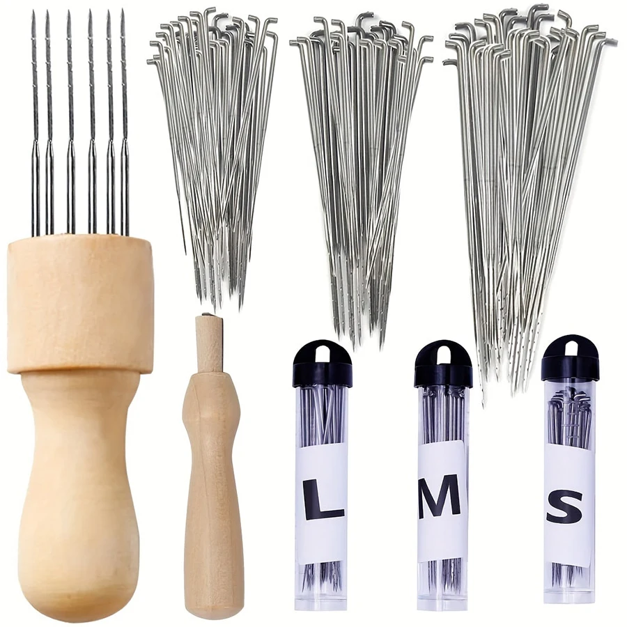 Wool Felting Needles Kit Wood Handle Felting Needles Pack Wool Felt DIY Craft Tool For Handmade Doll Making Tools Set thumbnail 3