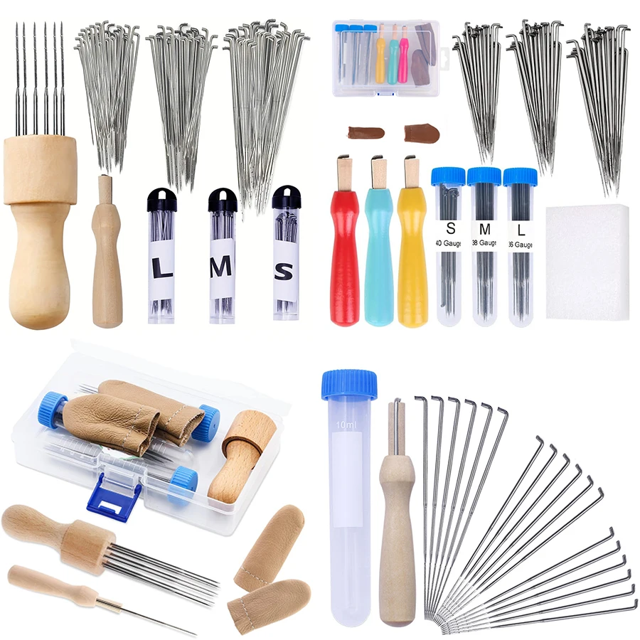 Wool Felting Needles Kit Wood Handle Felting Needles Pack Wool Felt DIY Craft Tool For Handmade Doll Making Tools Set
