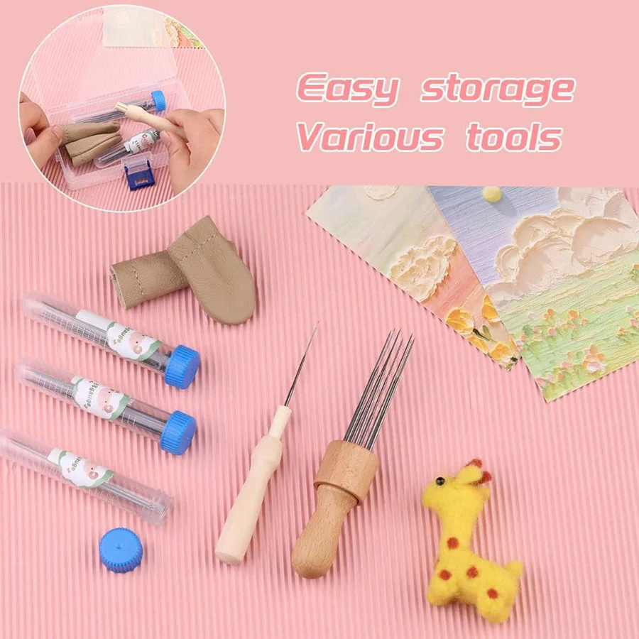 Wool Felting Needles Kit Wood Handle Felting Needles Pack Wool Felt DIY Craft Tool For Handmade Doll Making Tools Set thumbnail 6