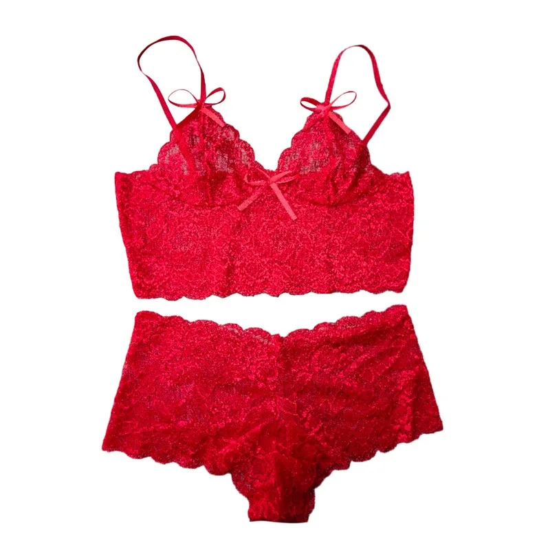 Women Sexy Bra Sets Perspective Lace Strap Fashion Solid Underwear Passion Adjustment Wrap Chest Bra  Charm thumbnail 6