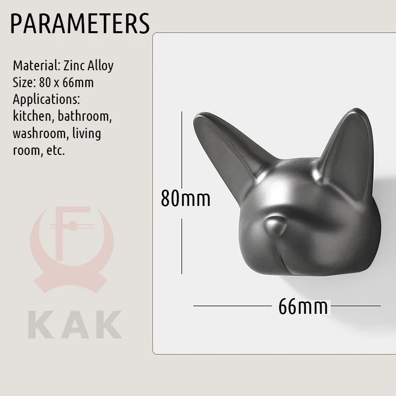 KAK Bulldog Design Wall Hanging Hooks Coat Hook Bag Hat Rack Rackers Zinc Alloy Wall Decorations for Kis Hardware Fittings thumbnail 6