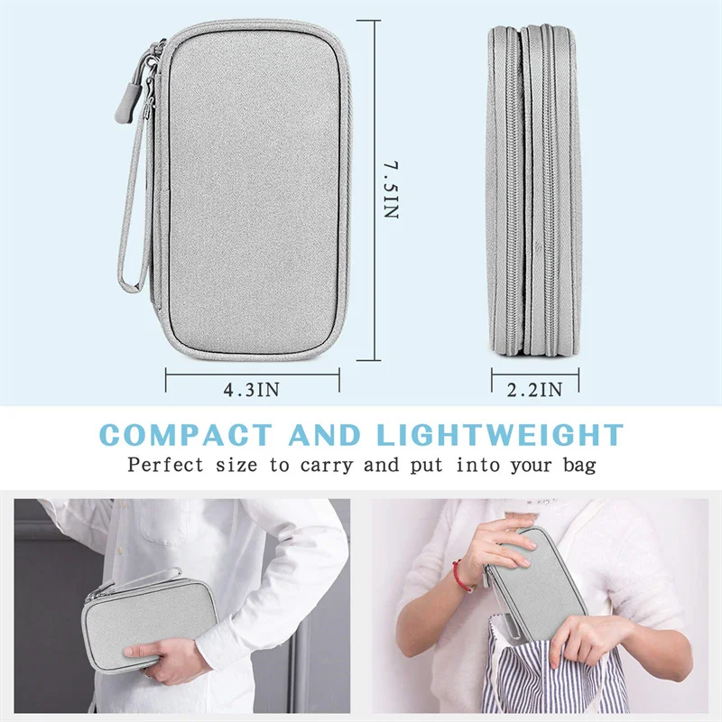 Data Cable Storage Bag Waterproof Travel Organizer Bag Portable Carry Case Double Layers Storage Bag for Cable Cord USB Charger thumbnail 2