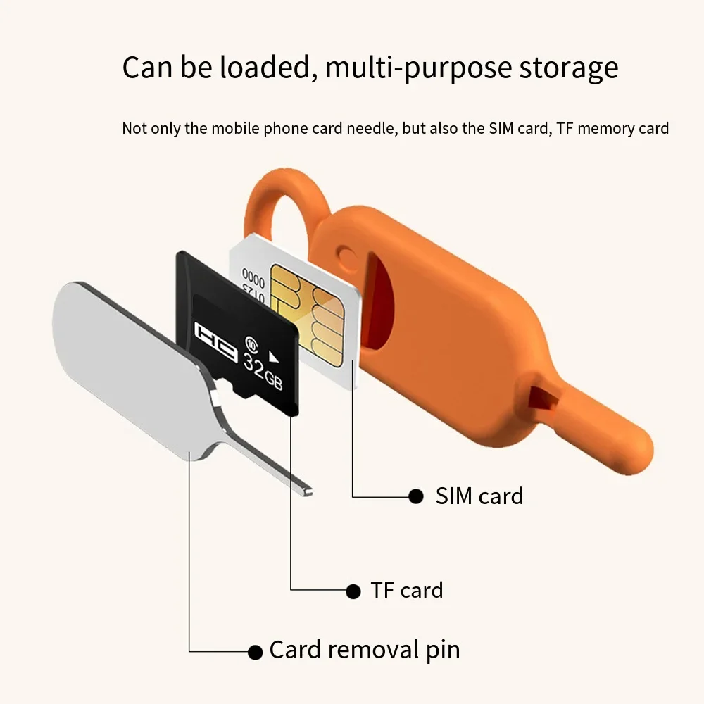 New 5/1PCS SIM Card Removal Needle Pin Charm Keychain Split Rings Anti-lost  Phone SIM Card Storage Case Ejecter Tool Needles thumbnail 3