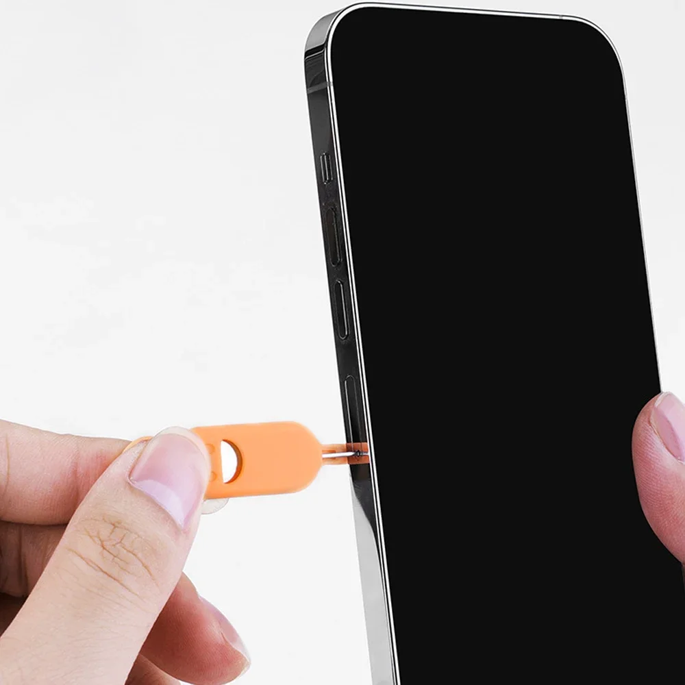 New 5/1PCS SIM Card Removal Needle Pin Charm Keychain Split Rings Anti-lost  Phone SIM Card Storage Case Ejecter Tool Needles thumbnail 4