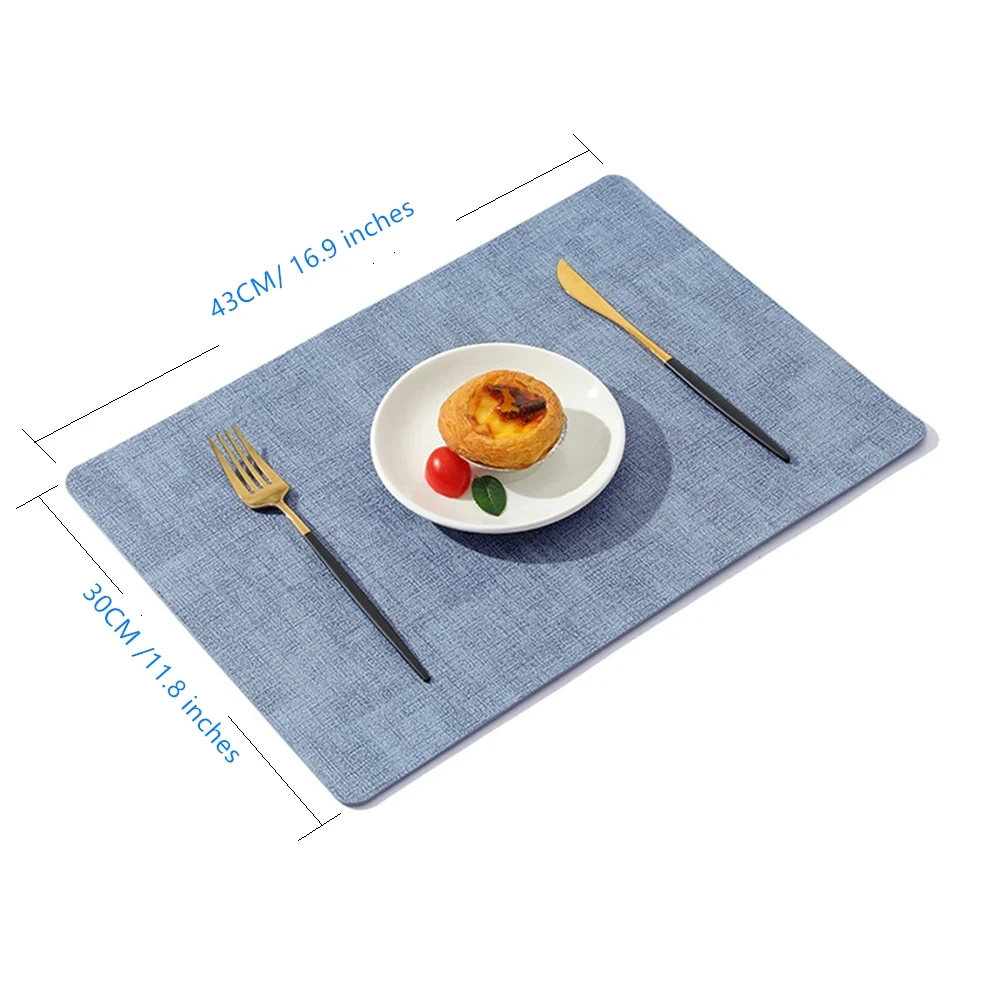 Dual-Sided PU Canvas Texture Placemat,Waterproof Heatproof 43x30cm Non-Slip Dining Table Mat,Washable for Home and Hotel Use thumbnail 5