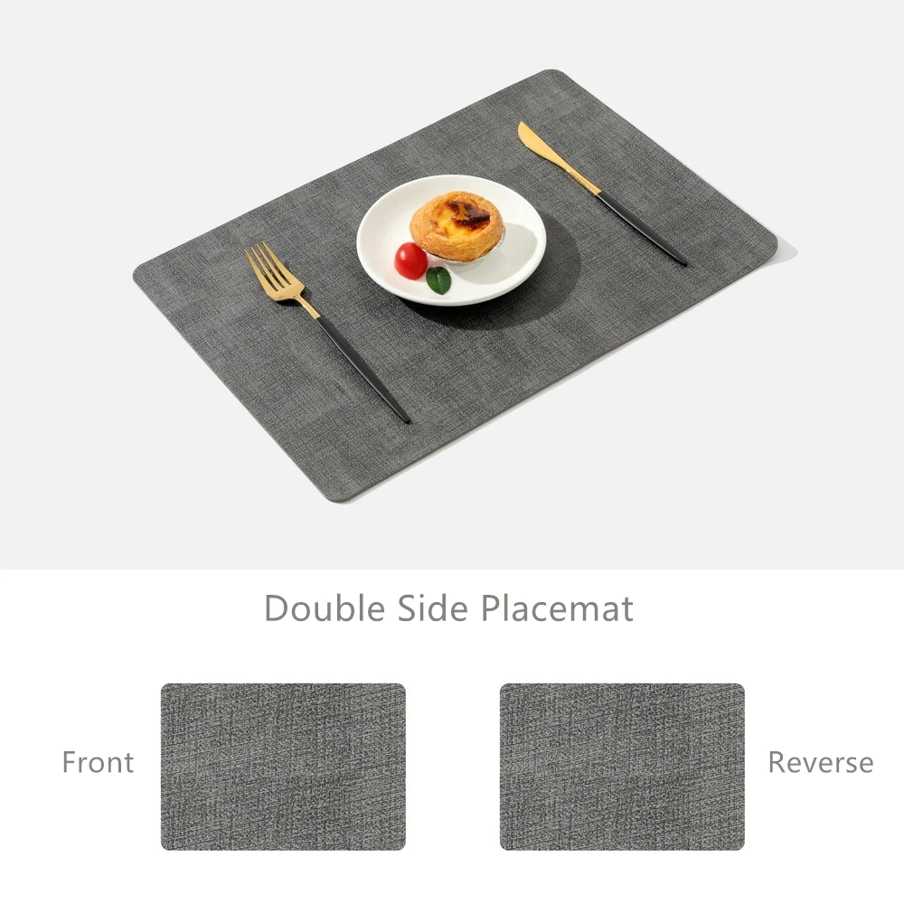 Dual-Sided PU Canvas Texture Placemat,Waterproof Heatproof 43x30cm Non-Slip Dining Table Mat,Washable for Home and Hotel Use thumbnail 6