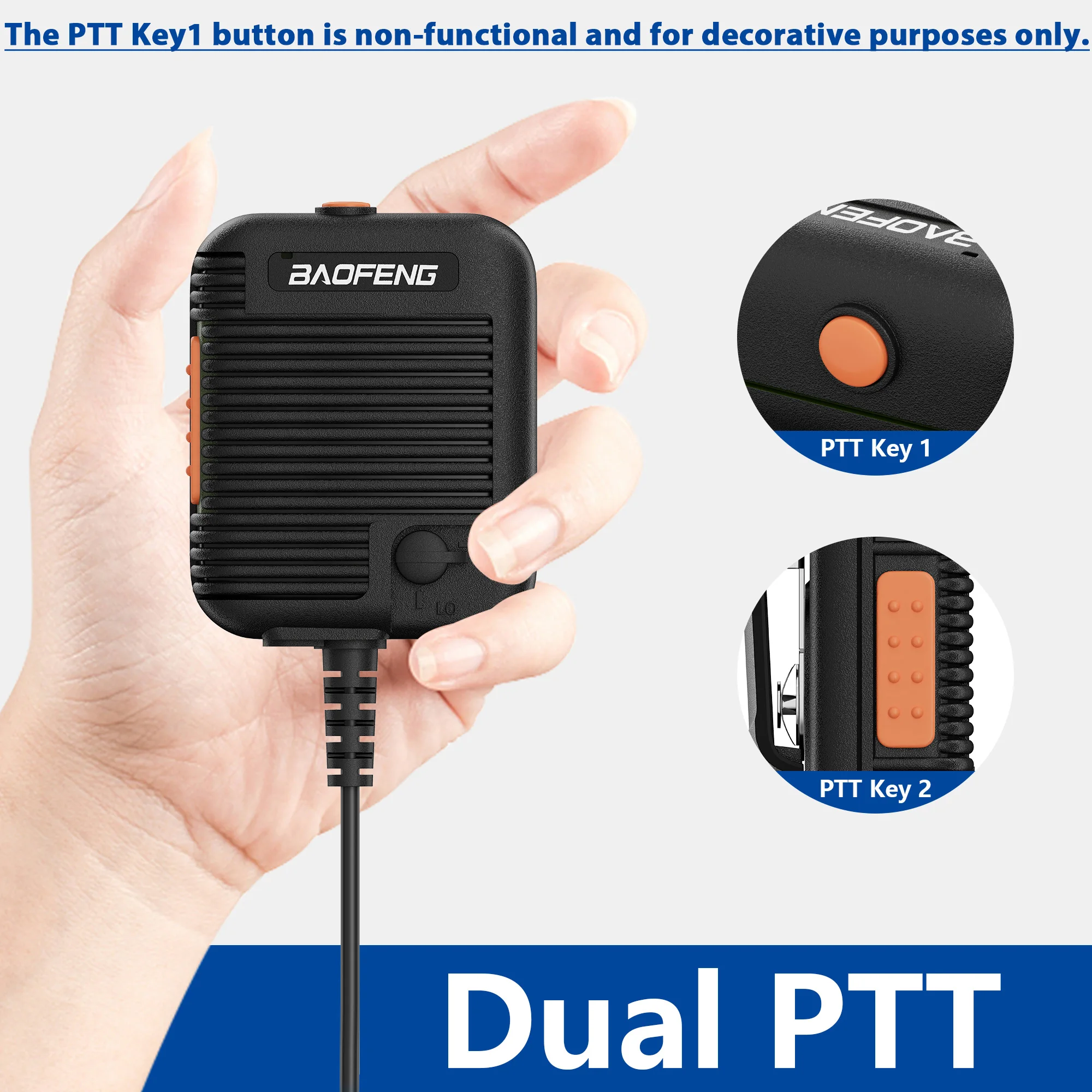 Baofeng AR-152 Walkie Talkie Microphone PTT Radios Speaker Keenwood 2-Pin Type Handheld Mic For UV-K5 UV-16 BF-1701 UV-13 DR1801 thumbnail 6